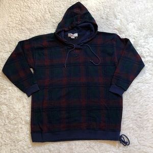 Vintage Blue, Green and Red Plaid Hoodie